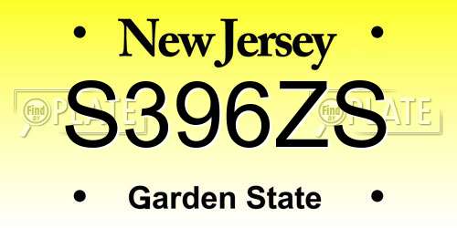 S396ZS New Jersey License Plate