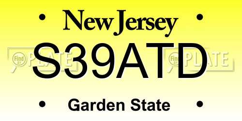 S39ATD New Jersey License Plate