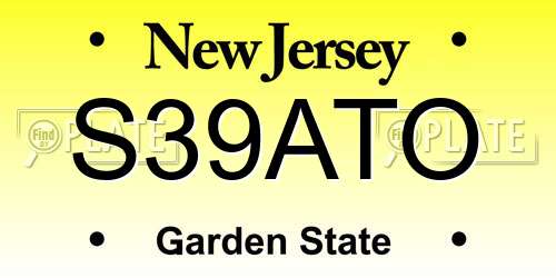 S39ATO New Jersey License Plate