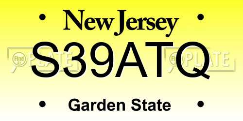 S39ATQ New Jersey License Plate