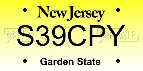 S39CPY New Jersey License Plate