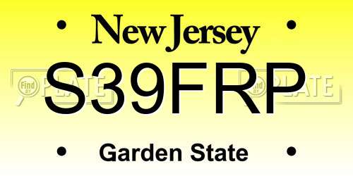 S39FRP New Jersey License Plate