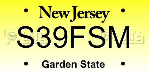 S39FSM New Jersey License Plate