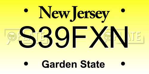 S39FXN New Jersey License Plate