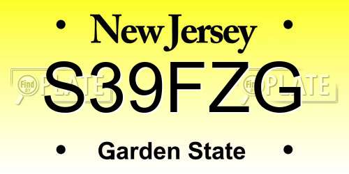 S39FZG New Jersey License Plate