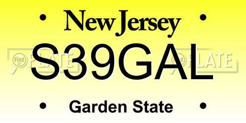 S39GAL New Jersey License Plate