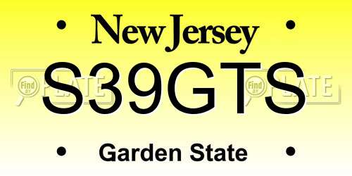 S39GTS New Jersey License Plate