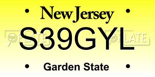S39GYL New Jersey License Plate