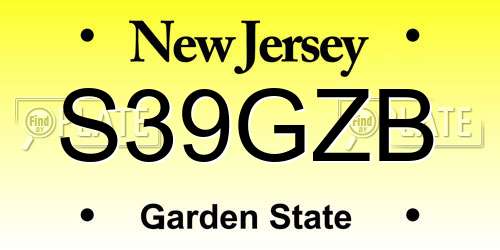 S39GZB New Jersey License Plate