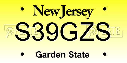 S39GZS New Jersey License Plate
