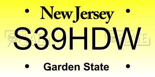 S39HDW New Jersey License Plate