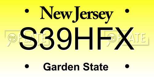 S39HFX New Jersey License Plate
