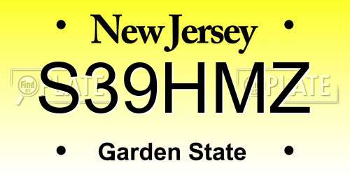 S39HMZ New Jersey License Plate