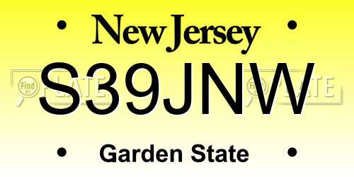 S39JNW New Jersey License Plate