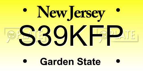 S39KFP New Jersey License Plate