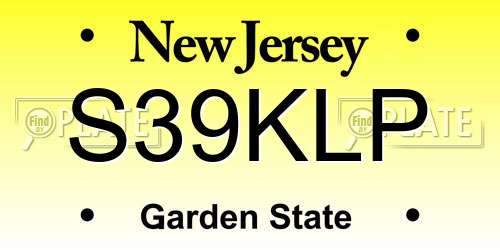 S39KLP New Jersey License Plate