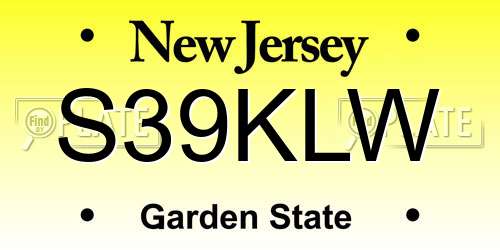 S39KLW New Jersey License Plate