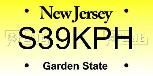 S39KPH New Jersey License Plate