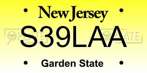 S39LAA New Jersey License Plate
