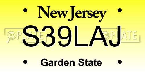 S39LAJ New Jersey License Plate