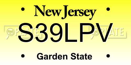 S39LPV New Jersey License Plate