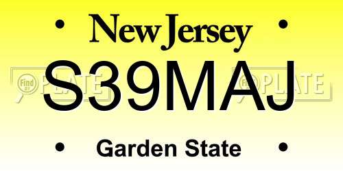 S39MAJ New Jersey License Plate