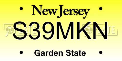S39MKN New Jersey License Plate