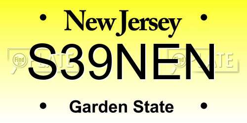 S39NEN New Jersey License Plate