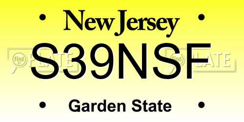 S39NSF New Jersey License Plate