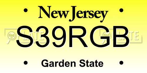 S39RGB New Jersey License Plate