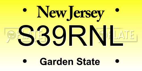 S39RNL New Jersey License Plate