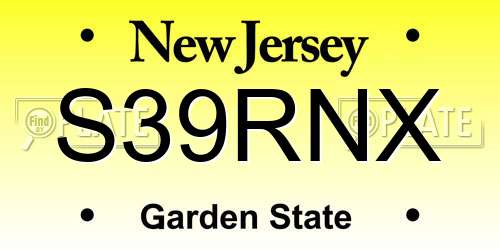 S39RNX New Jersey License Plate