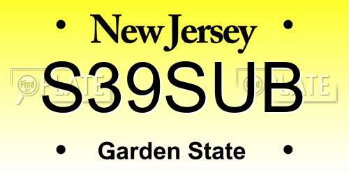 S39SUB New Jersey License Plate