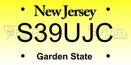 S39UJC New Jersey License Plate