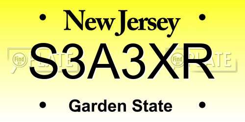 S3A3XR New Jersey License Plate