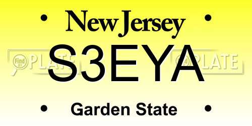 S3EYA New Jersey License Plate