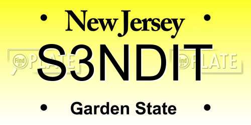 S3NDIT New Jersey License Plate
