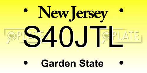 S40JTL New Jersey License Plate