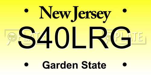 S40LRG New Jersey License Plate
