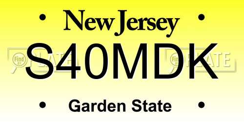 S40MDK New Jersey License Plate
