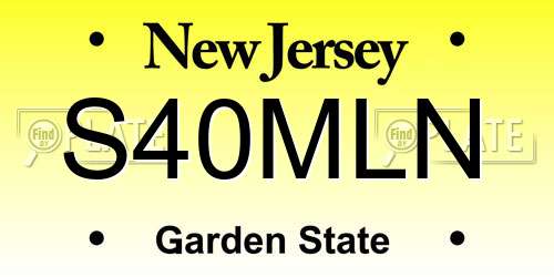 S40MLN New Jersey License Plate