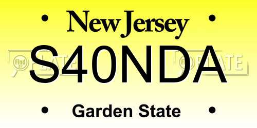 S40NDA New Jersey License Plate