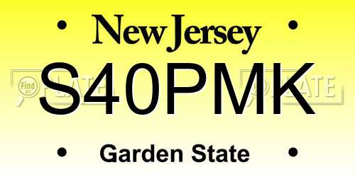 S40PMK New Jersey License Plate