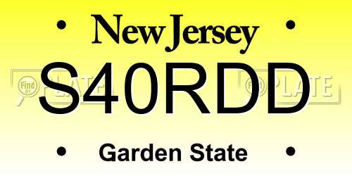 S40RDD New Jersey License Plate