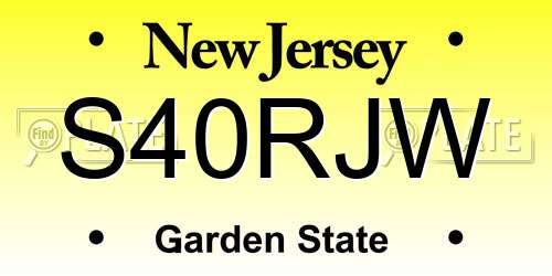 S40RJW New Jersey License Plate