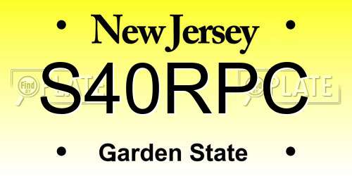 S40RPC New Jersey License Plate