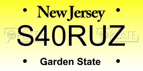 S40RUZ New Jersey License Plate