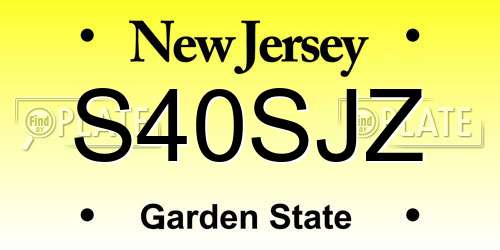 S40SJZ New Jersey License Plate