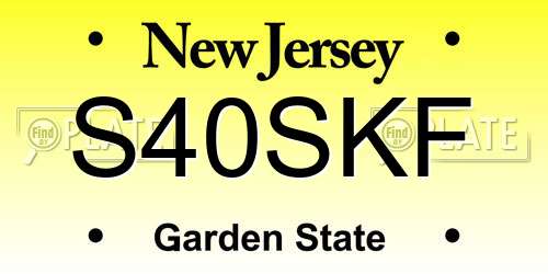 S40SKF New Jersey License Plate