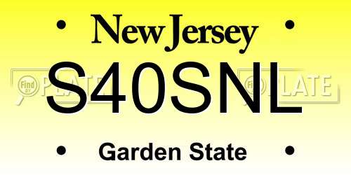 S40SNL New Jersey License Plate